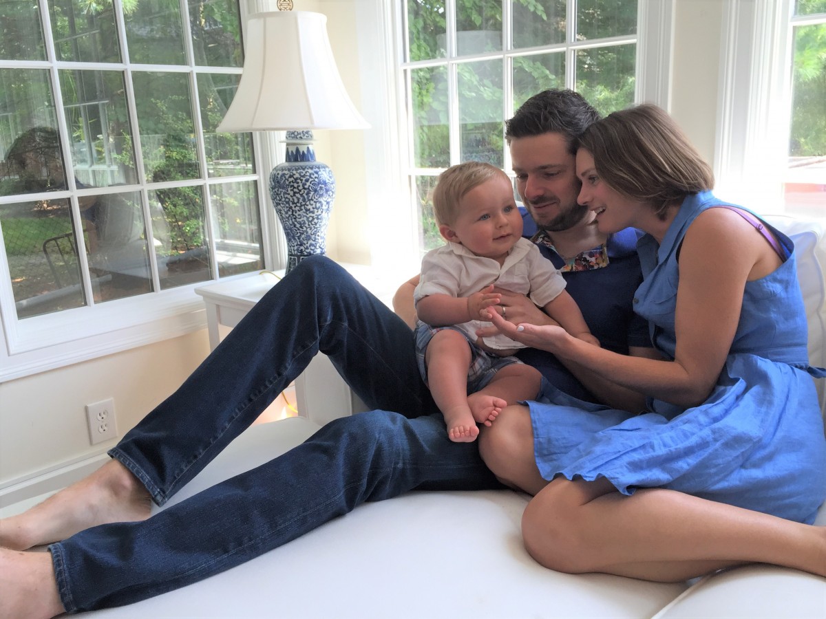 Trish Russo with husband and baby